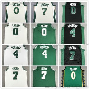 Costurado 2024 City Cream Basquete Jerseys Jayson 0 Tatum Jaylen 7 Brown Jrue 4 Holiday Kyrie Mens Juventude Crianças 11 Irving 100% Bordado Verde Preto Rápido Enviar