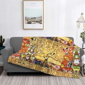 Filtar Tree of Life Stoclet Frieze Gustav Klimt Fleece Novelty Warm Throw Filt för Bedste Autumn Winter212d