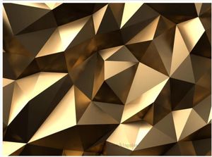 Fabureta ścienne 3D Tapeta do salonu Złote Low Polygon Abstract Space 3D Wall6945007