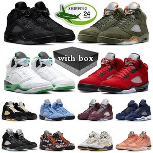 Z Box Jumpman 5 5S Buty do koszykówki dla mężczyzn Sneakers Black Cat Olive Lucky Green Menocd Burgundy Burgundy Racer Blue J5 Męs