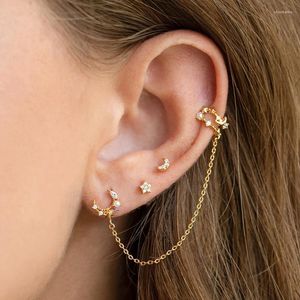 Studörhängen Migga 3st Romantic Cubic Zirconia Moon Star for Women Gold Carry Crystal Jewelry