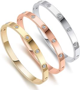 Crystal CZ Cubic Zirconia Armband Rostfritt stål smycken älskar armband Bangle 2465