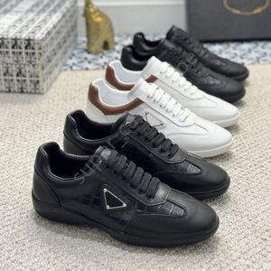 Designer skor män loafers klassiker män amerika cup sneakers läder sportiga skor vita svartgrå tränare med ruta 38-44