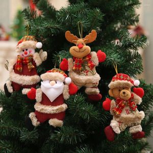 Christmas Decorations 4pcs/set Plush Ornaments Santa/Snowman/Elk/Bear Tree Hanging Cute Design Durable