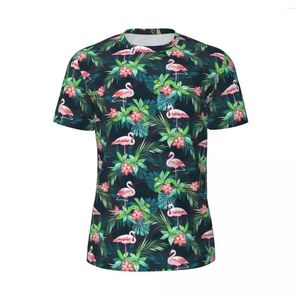 Herr t-skjortor tropiska palmblad design skjorta herrar ljus flamingos y2k grundläggande sport t-shirts bekväm sommar tees överdimensionerade kläder