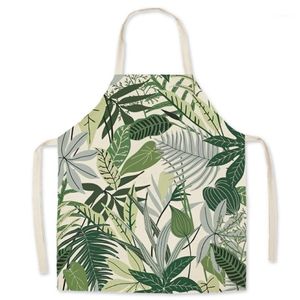 Printed linen apron kitchen cleaning daily apron flower plant printed adult aprons Gedrukt linnen schort13062