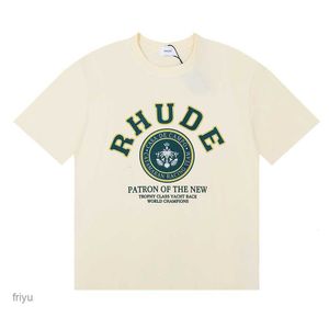 Rhude 티셔츠 여름 디자이너 T 셔츠 남자 T 셔츠 톱니 럭셔리 편지 인쇄 셔츠 남성 여성 의류 짧은 슬리브 S-XXL27BC