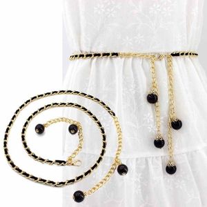 Retrokedjor Bälten Kvinnor Midjeband matchar alla flerskikt Long Tassel Party Jewelry Dress Midjebälten Pearl219R
