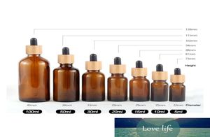 Bambu Cap Glass Bottle Droper Emofriendly Wood Lock Essential Basic Massage Oil Pipette Refillable Bottle5370323