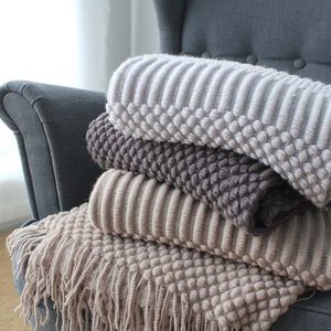 Yaz Bahar Örme Klima Battaniyeleri Şekerleme Battaniyeleri Battaniyeler Nordic Style Düz Renk Khaki Gri Battaniye Yatak Sofa250j