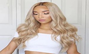 613 شقراء الجسم موجة الدانتيل الباروكة البشرية متوسطة الحجم كاب سويسري الدانتيان الماليزي 134LACE REMY HAIR