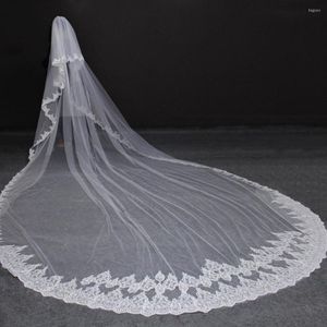 Bridal Veils High Quality 5 Meters Neat Sparkle Sequins Lace Edge 2T Wedding Veil With Comb 5M Long Luxury 2 Layers243l