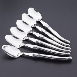 숟가락 8 5 ''Laguiole Dinner Spoon 스테인리스 스틸 스푼 은색 끊기 긴 손잡이 공개 대형 수프 Rice Cutle202d