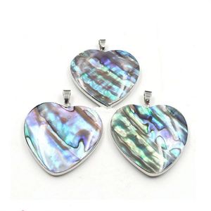 HOPEARL Jewelry Einfacher Herz-Anhänger-Charm für die Halskettenherstellung, Abalone-Paua-Muschel, Cabochon, eingelegt, 6 Stück276z