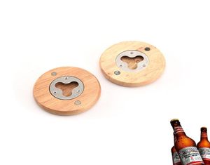 Sottobicchiere apribottiglie per birra a forma rotonda in legno Decorazione per la casa Apribottiglie per birra in acciaio inossidabile da 7112 cm ZZA18545160877