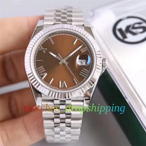 KSF Vintage 41 mm męskie obserwuj Roman Data Automatyczne ETA 2836 Ruch Silver Jubilee Stalowa bransoletka Wodoodporna Sapphire Glass KS Factory Super Edition Wristwatch