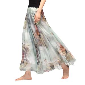 Kleider Vintage Bohemian Lange Röcke Frauen Elegante Chiffon Saia Haruku Strand Hohe Taille Langen Rock Frau Kleidung Faldas Tutu Vestidos