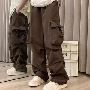 Men's Pants Men Work Trousers Street Style Cargo With Multiple Pockets Loose Fit Elastic Waist For Hop Fashion Full Length