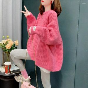 Женские свитера больших размеров, утолщенный свитер с ворсом, универсальный трикотаж, повседневная модная свободная верхняя одежда, осень-зима 2024