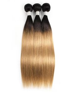 Cabelo peruano colorido 3 pacotes retos T 1B 27 Loira Ombre Cabelo Curto Bob Estilo Brasileiro Indiano Cambojano Virgem Cabelo Humano We1308438