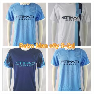 スローバックマンシティレトロクラシックサッカージャージ1972 73 2011 12 13 14 15 16 Kun Aguero Anelka Wembley Robinho Toure Yaya Vintage Mpenza Maillots Men S-2XLフットボール