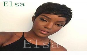 Top Pixie Kesilmiş Afrikalı Amerikalılar Brezilya Saç Perukları Sınıf Brezilyalı Bakire Glueless Saç Dantel Ön İnsan Saç Perukları1234676