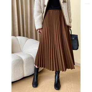 Skirts Long Thick Fashionable Intellectual Style Fine Organ Pleated Draping Non Ironing Thickened Skirt Faldas