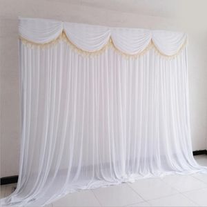 10x10ft Eisseide eleganter Hochzeitshintergrund Vorhang drapiert Hochzeitszubehör Vorhang drapiert Hintergrund für Party-Event Tied Piped276d