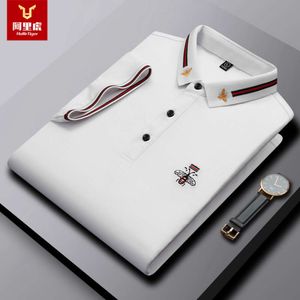 Ali Tiger Summer Paul High End Cotton Solid Color T-shirt Short Sleeved Embroidered Fashion Men's Polo Shirt