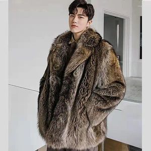 Männer Anzüge Winter Koreanische Nachahmung Waschbären Pelz Mäntel Streetwear Nerz Mantel Halten Warme Kleidung Hübsche Flut Mode Casual Jacken