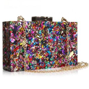 Borse da sera Portafoglio Elegante paillettes multicolore Weefury Women Bridal Party Prom Blingling Wedding Clutch Borse Acrilic Handbag219u