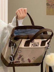 Jiaerdi y2k vintage handväskor kvinnor nylon lapptäcke stor kapacitet casual crossbody väskor kvinnliga harajuku estetiska handväska 240226