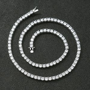 41 45 50 55 cm 925 collana da tennis con girocollo in argento sterling 3 mm 4 mm collane a catena delle pietre zirconia