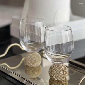 Potes de café Swabue Diamante Chubby Cup Decorado Uísque Vidro Vinho e Champanhe Beber Tumbler Caneca Ins Estilo Glitter Chá Drinkware