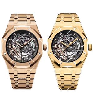 Wysokiej jakości zegarki dla mężczyzn 42 mm szkielet zegarek mechaniczny Luminous Audemar Waterproof Waterproof Stael z pudełkiem Montre de Luxe