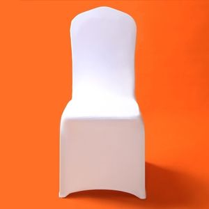 50 100pcs Universal White Stretch Poliester Lycra Covers Covery Spandex na wesela Party Bankiet El Dining Office T2823