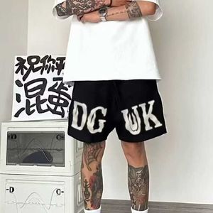 American Fashion Hiphop Letter Drawstring Shorts for Mens Versatile Summer Loose Fitting Straight Leg Casual Capris Trend