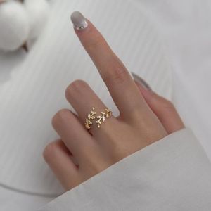 Anéis de Cluster 100 Autêntico Real925 Sterling Silver Fine Jewelry Mini CZ Set Olive Branch of Leaf Shoot Ring Long43030472219