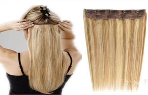 Luxury One Piece Clip in Human Hair Extensions Soft Silky Straight Remy 100g With Lace For Full Head Natural Color Blond Black Bro7985962