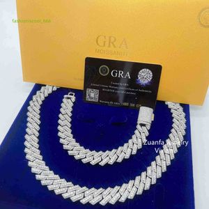 15mm Moda Luxo Jóias Pass Tester Vvs Moissanite Diamante Hip Hop Iced Out Jóias Cuban Link Chain