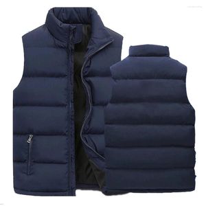 Mäns västar Autumn och Winter Casual Fashion Solid Color Warm Vest ärmlös jacka dragkedja Stativ krage