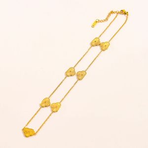 Luxury Designer Pendant Neckor Premium Brand Long Chain 18K Gold Plated Flower Necklace Women's Love Halsband Rostfri ST1991