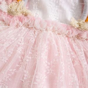 Girl Dresses Baby Romper Dress Rainbow Princess Sleeveless Square Neck Layered Mesh Tutu Skirt Born Summer Clothes