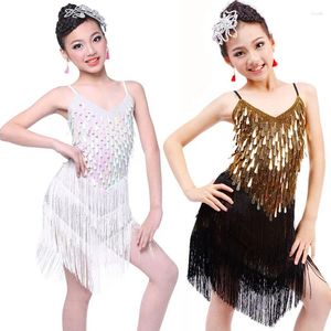 Stage Wear Girl Latin Dance Dress Professional Costumes For Girls Fringe Costume Ballroom Gold Cha Competition Dresses