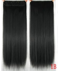 60cm longo e reto feminino clipe em extensões de cabelo preto marrom alta tempreture cabelo sintético piece7087084