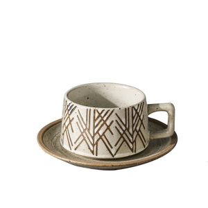 Nordic Travel Cup and Saucer Vintage Ceramic Coffee Camping Eesthetic Koffie Kopjes Afternoon Tea Set YY50CS 240301