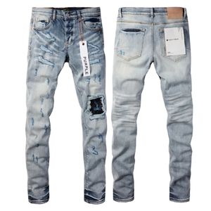 Lila jeans designer jeans män lila jeans etikett märke mäns etikett sommarhål hög kvalitet broderade mäns jeans amirs