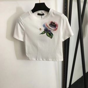 Kadınlar Artı Boyut T-Shirt Tasarımcıları T-Shirts Moda Kadınlar Yeni Alfabe Baskı Pin Tuzlu Bel Kısa Tarz Mahsul Kısa Kollu Üstler Üst Elbise