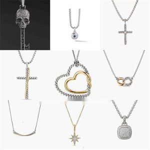 DY Necklaces Women Men Designer Pendant S925 Pendants silver heart Cross gold necklace Twisted Cable Jewelry woman Hip Hop Fashion Zircon box chain luxury chains