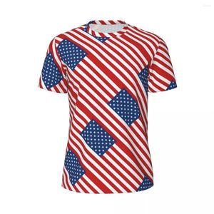 Magliette da uomo Camicia con bandiera USA Strisce Stampa T-shirt sportive Manica corta Maglietta ad asciugatura rapida Estate Y2K Magliette casual di grandi dimensioni